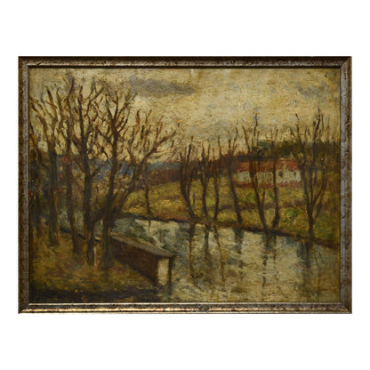 Bord de rivière huile sur toile Simon Segal paysage École de Paris art moderne français 65x50 cm 850 euros