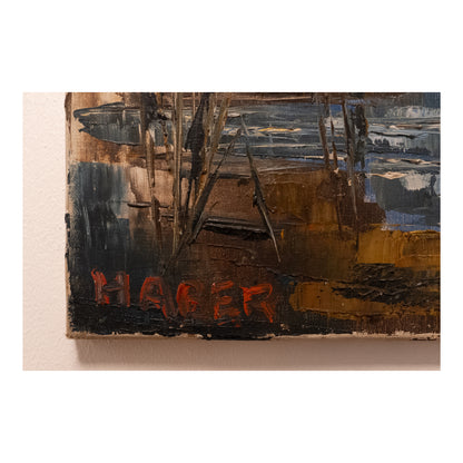 Camargue huile Tevieh Haber Beron paysage provençal art moderne français 61x46 cm 1500 euros signé
