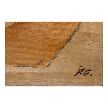 Port huile sur toile monogrammé P.G. paysage maritime scène portuaire art moderne 350 euros