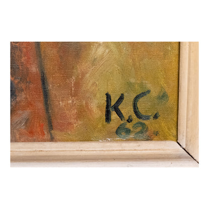 Homme à la guitare huile sur toile K.C. (monogramme) portrait masculin scène musicale art moderne 400 euros