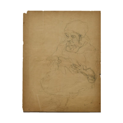 Femme lisant dessin aquarelle Aron Haber Beron portrait féminin École de Paris art moderne 57x44 cm 1400 euros signature signée 