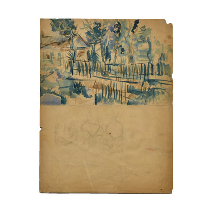 Femme lisant dessin aquarelle Aron Haber Beron portrait féminin École de Paris art moderne 57x44 cm 1400 euros signature signée 