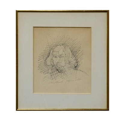 Portrait d'homme dessin Jacques Villon encre sur papier portrait masculin art graphique contemporain 750 euros

