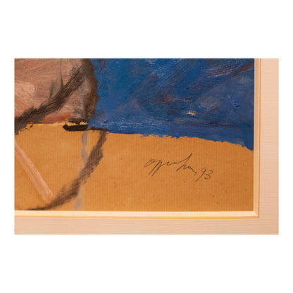 Portrait technique mixte David Oppenheim art contemporain 1993 65x56 cm 450 euros signée 