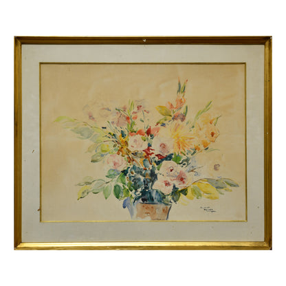 Nature morte au bouquet aquarelle Gilbert Auguste Privat nature morte florale art français 1892-1969 80x67 cm 500 euros
