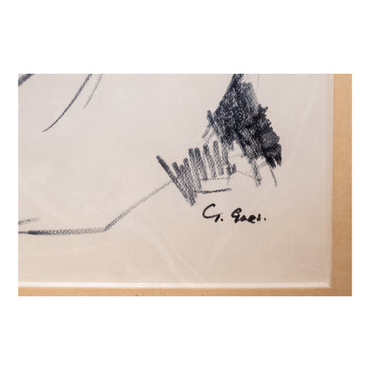 Portrait de femme de profil dessin Georges Goes portrait féminin profil art français authentique