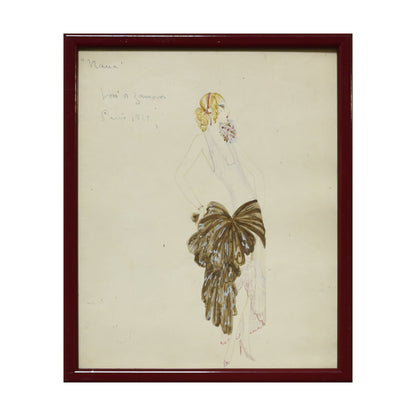 Nana aquarelle José de Zamora portrait féminin art moderne espagnol 25x34 cm 450 euros