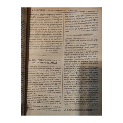 Volume relié de La Revue Scientifique, 2e semestre 1910, revue ancienne avec articles sur médecine, Titanic, armées et colonisation africaine.