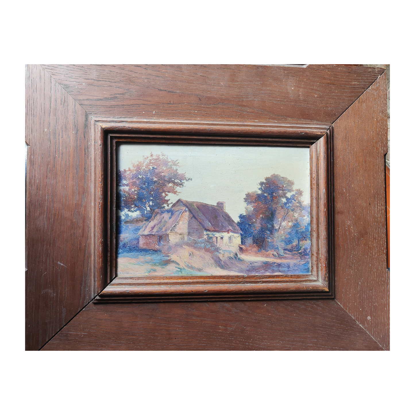 À la ferme 1 huile sur panneau Michel Korochansky (Mardoché Léon Kharchansky) scène rurale art français moderne 400 euros