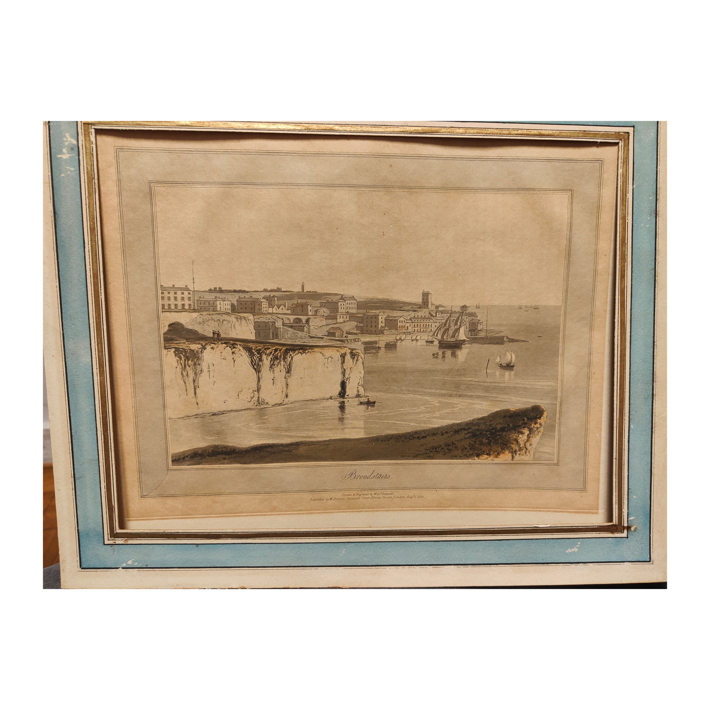 Broadstairs gravure William Daniell paysage côtier ville portuaire scène marine art graphique XIXe siècle
