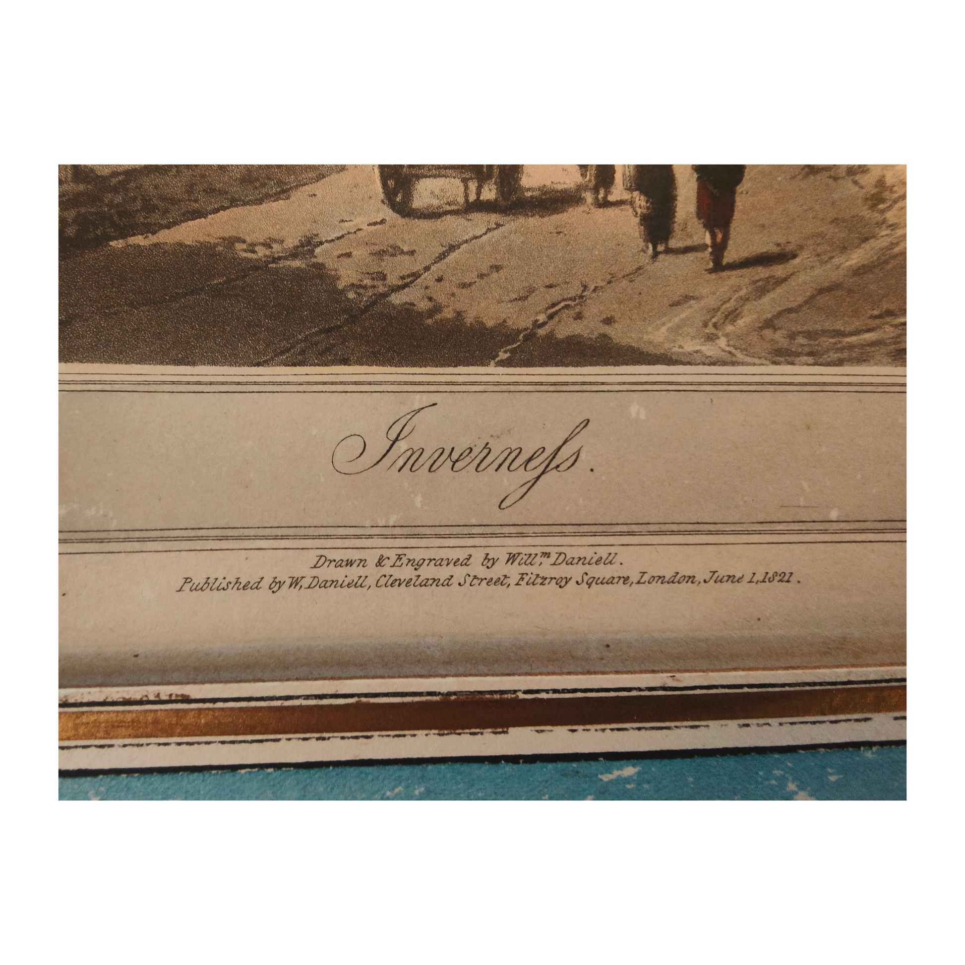 Vue d’Inverness gravure William Daniell paysage urbain ville écossaise architecture fluviale art graphique XIXe siècle
