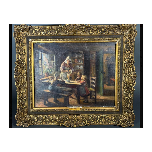 Le repas à la ferme huile sur toile Max Silbert Maximilien Silberstein scène rurale art français 33x41 cm 950 eurosRetry