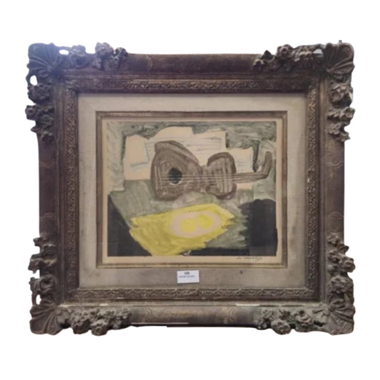 Composition à la guitare gravure Claude Venard cubisme instrument musique art français 1913-1999 25x32 cm 350 euros