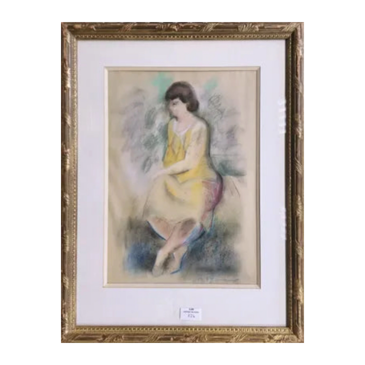 Portrait de femme assise pastel Henry Ottmann portrait féminin art français XIXe siècle 40x28 cm 800 euros