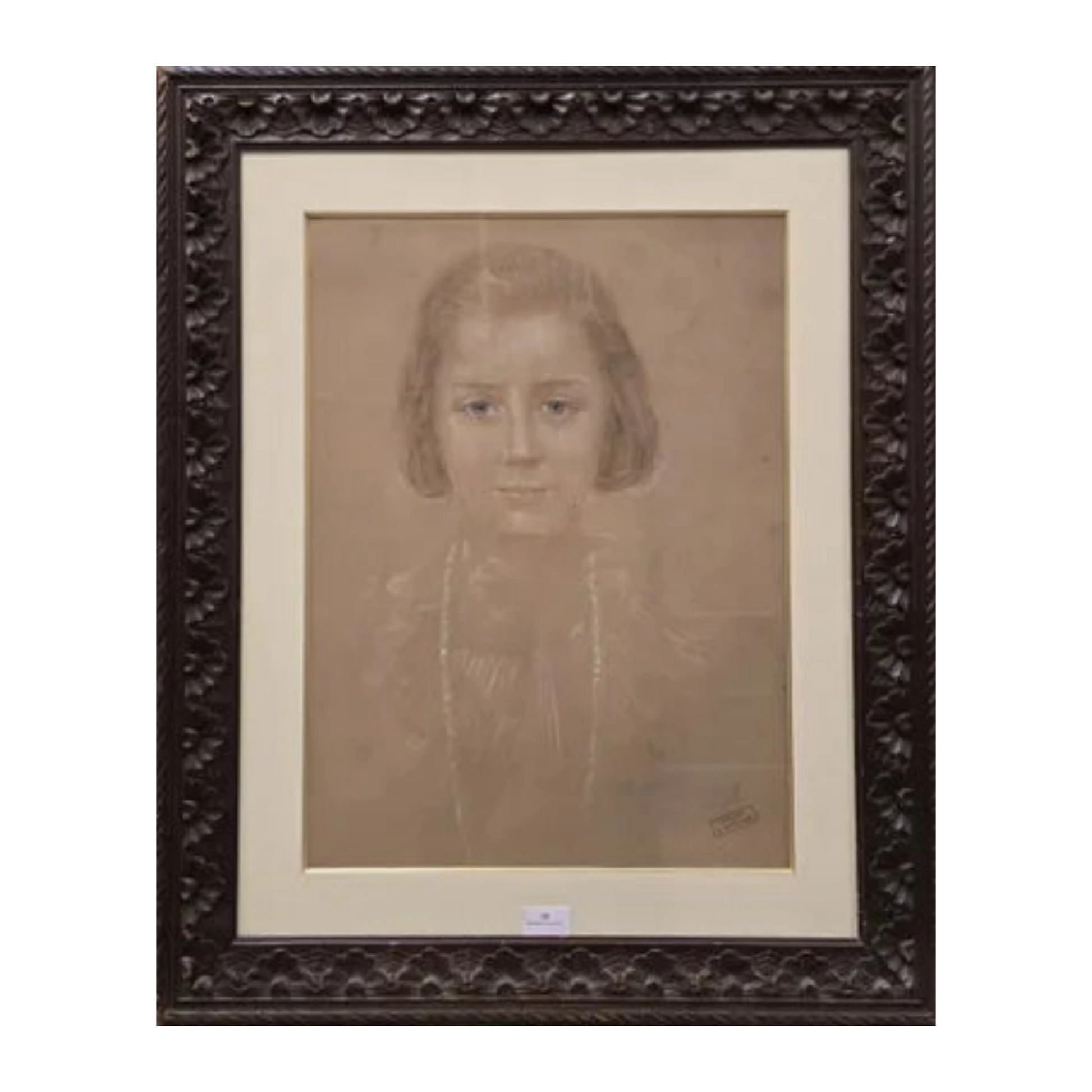 Portrait de jeune fille dessin Joseph Kaplan pastel sur papier portrait féminin art graphique contemporain 600 euros
