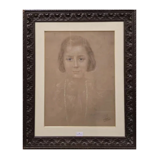 Portrait de jeune fille dessin Joseph Kaplan pastel sur papier portrait féminin art graphique contemporain 600 euros
