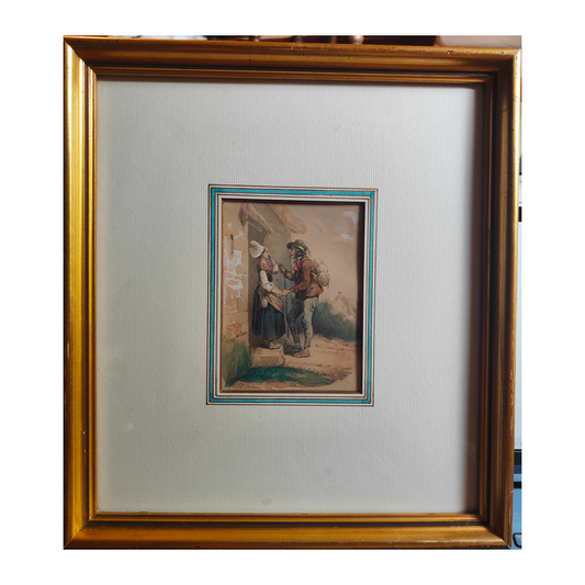 Le départ du conscrit aquarelle Hippolyte Bellangé scène militaire art français XIXe siècle 1846 25x30 cm 450 euros