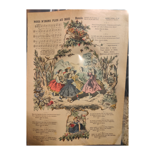 Nous n'irons plus au bois image d'Épinal Pellerin paroles partition chanson populaire française XIXe siècle authentique