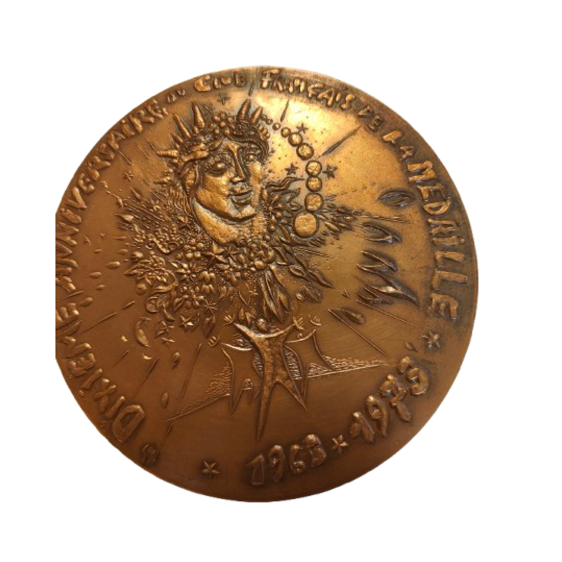 Médaille commémorative du 10e anniversaire François Hornn sculpture médaille bronze tirage limité 1973 12 cm diamètre 350 euros