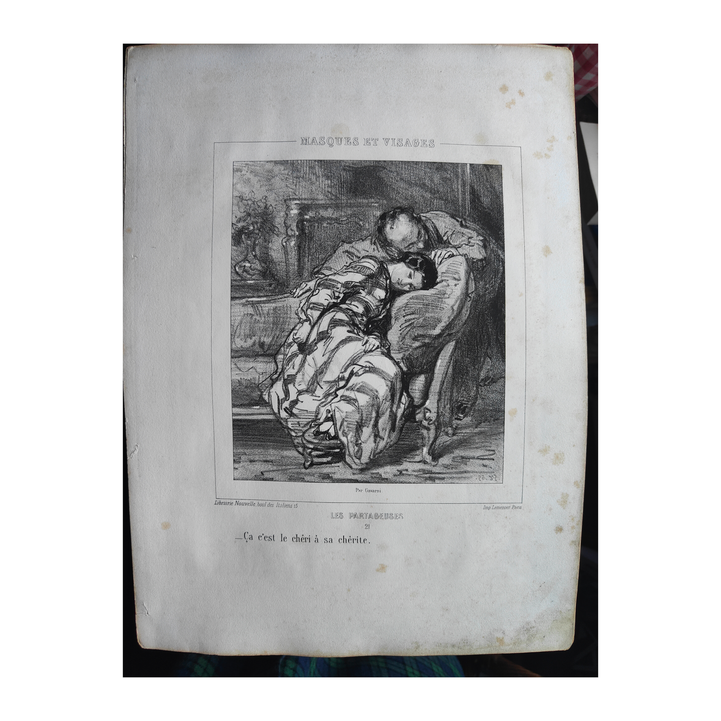 Masques et Visages lithographies Paul Gavarni art français XIXe siècle Sainte-Beuve 13 planches 32x50 cm 390 euros