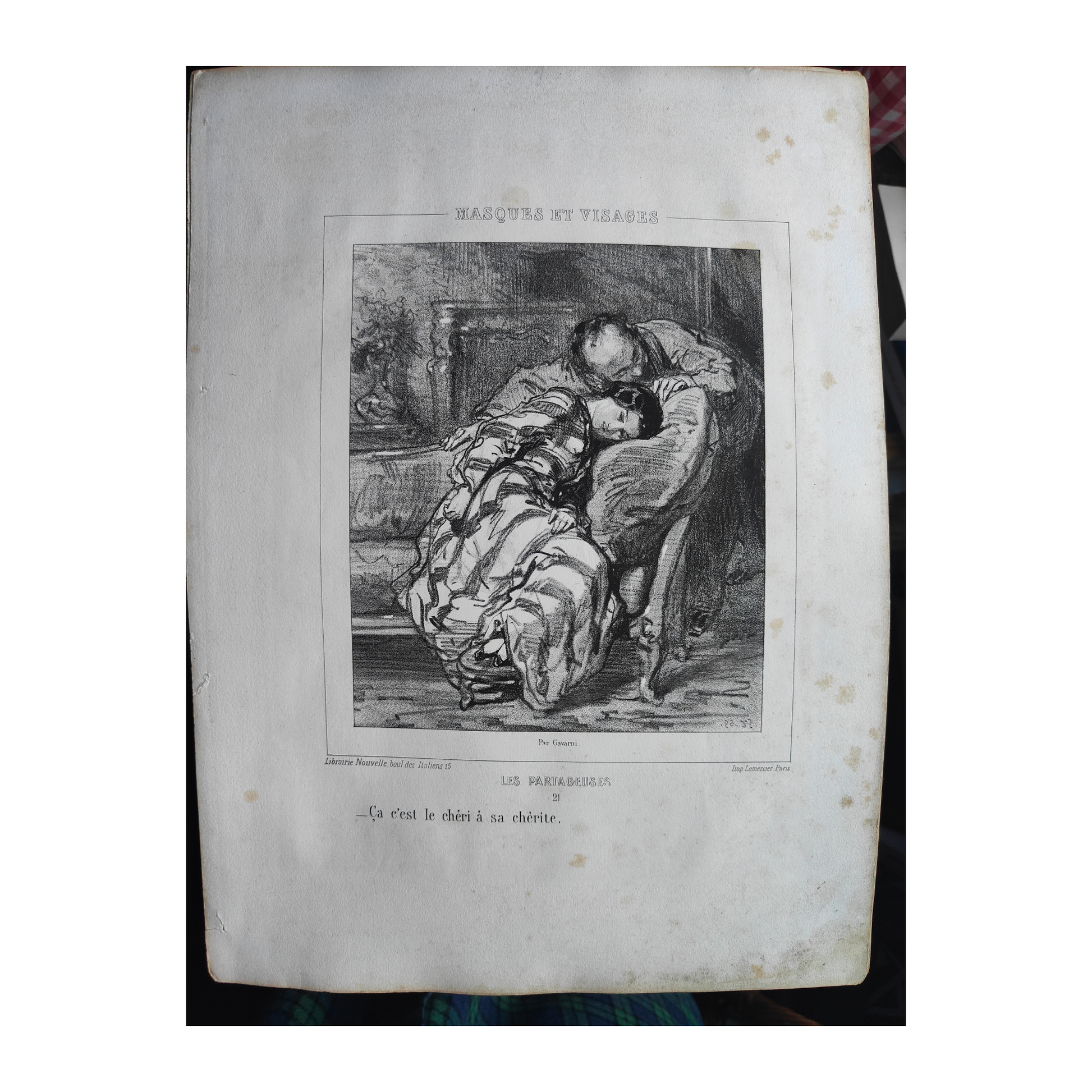 Masques et Visages lithographies Paul Gavarni art français XIXe siècle Sainte-Beuve 13 planches 32x50 cm 390 euros