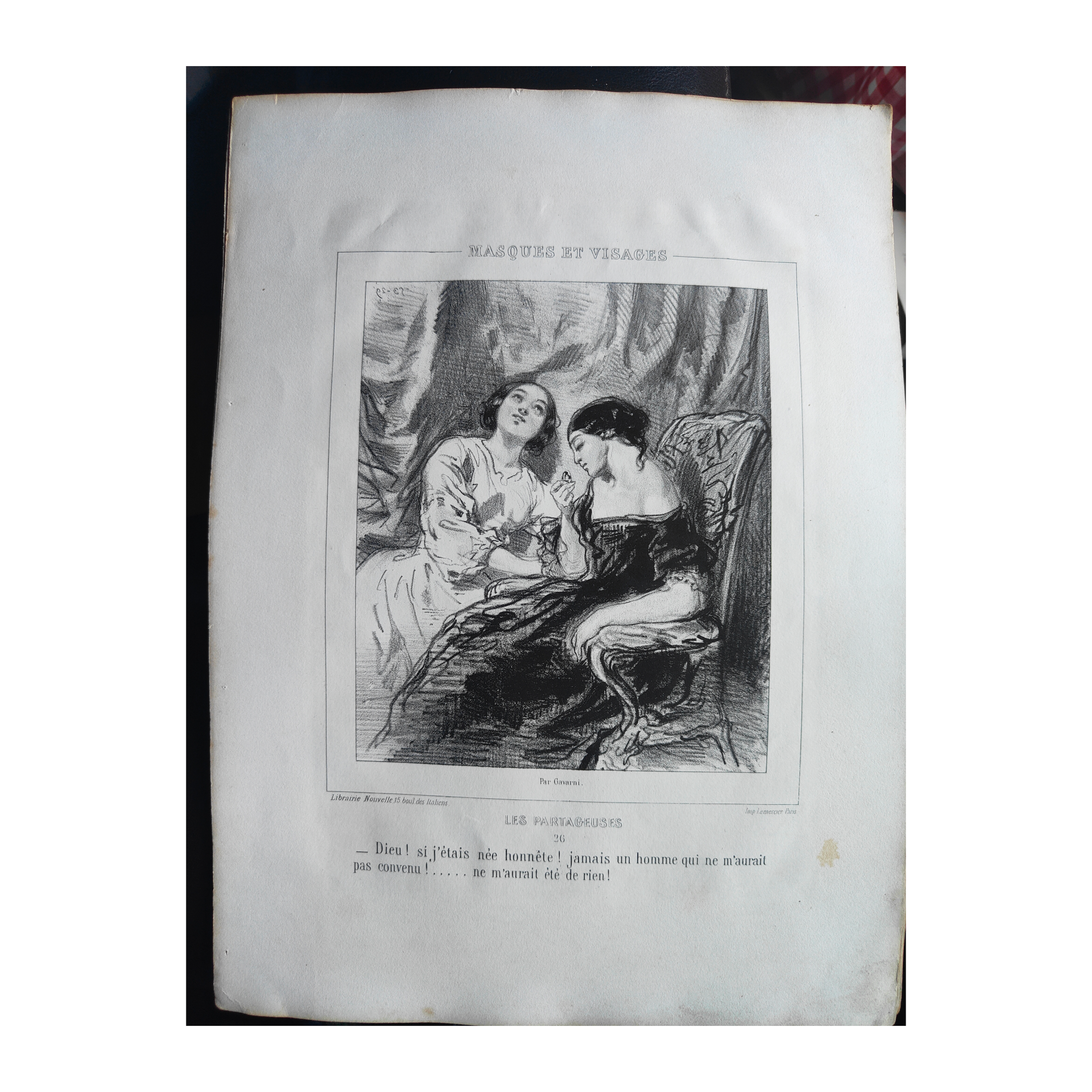 Masques et Visages lithographies Paul Gavarni art français XIXe siècle Sainte-Beuve 13 planches 32x50 cm 390 euros