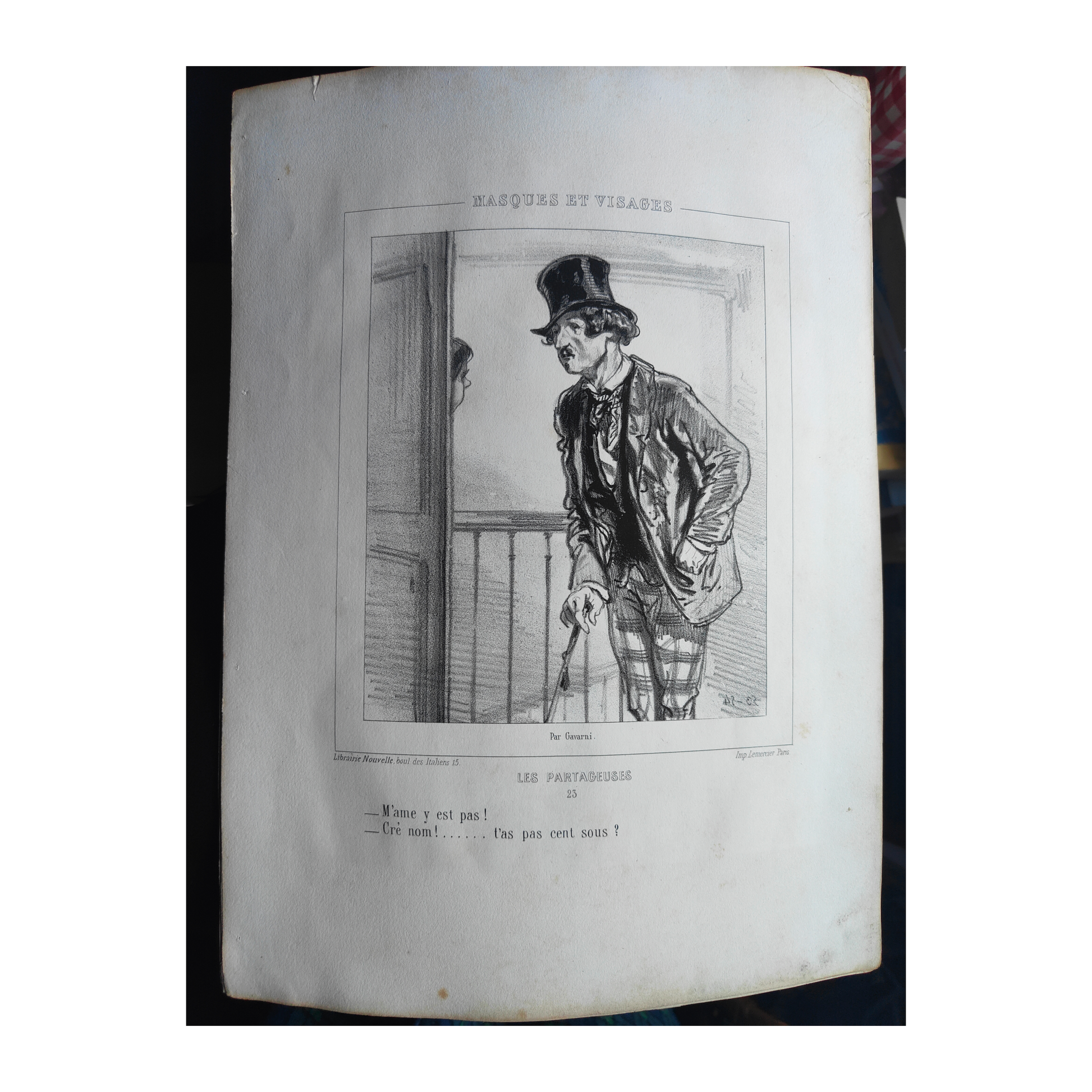 Masques et Visages lithographies Paul Gavarni art français XIXe siècle Sainte-Beuve 13 planches 32x50 cm 390 euros