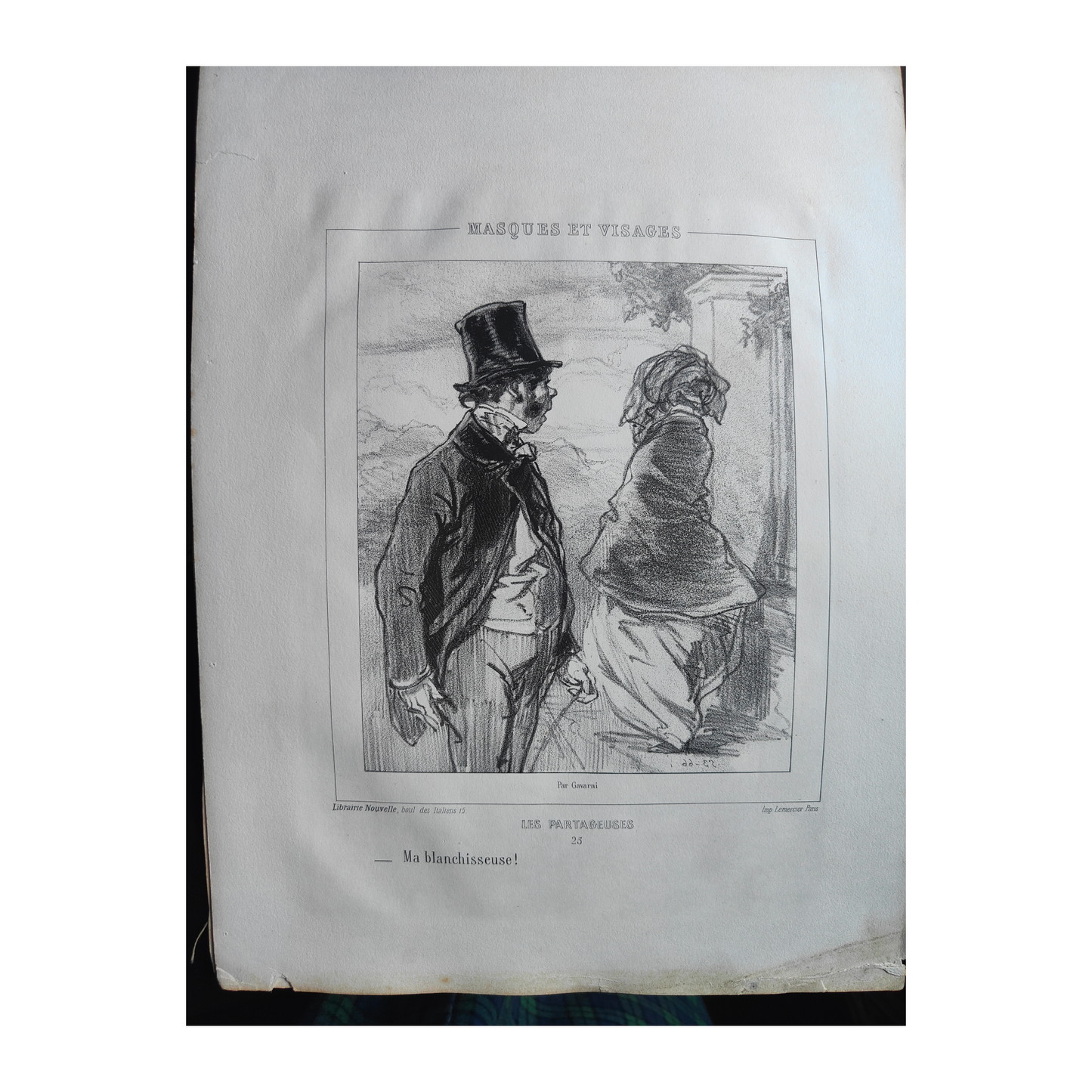 Masques et Visages lithographies Paul Gavarni art français XIXe siècle Sainte-Beuve 13 planches 32x50 cm 390 euros