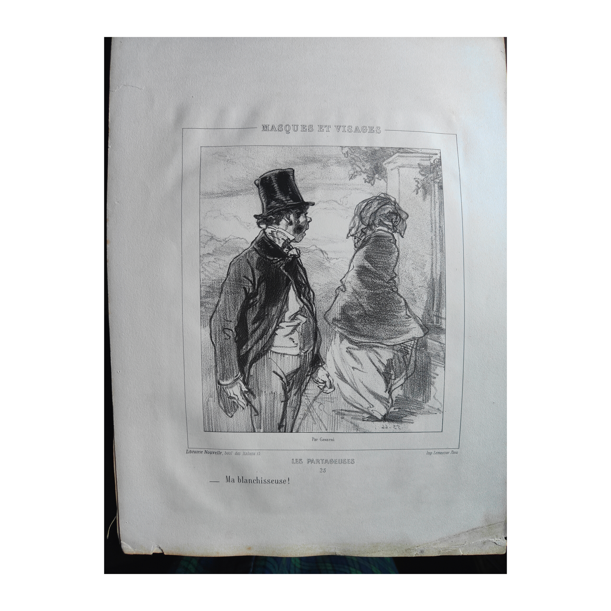 Masques et Visages lithographies Paul Gavarni art français XIXe siècle Sainte-Beuve 13 planches 32x50 cm 390 euros