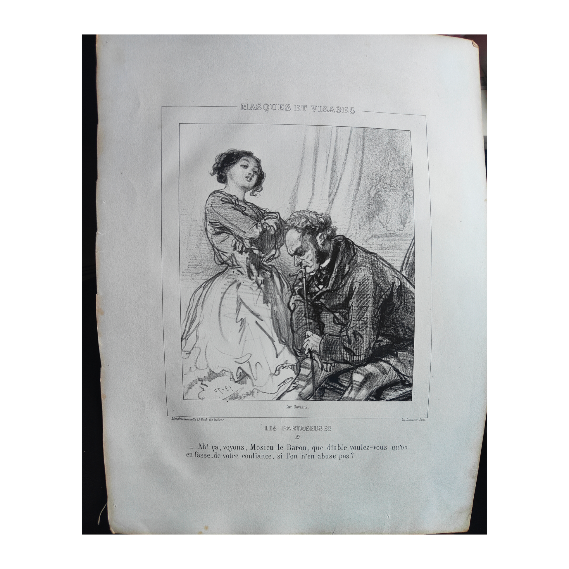 Masques et Visages lithographies Paul Gavarni art français XIXe siècle Sainte-Beuve 13 planches 32x50 cm 390 euros