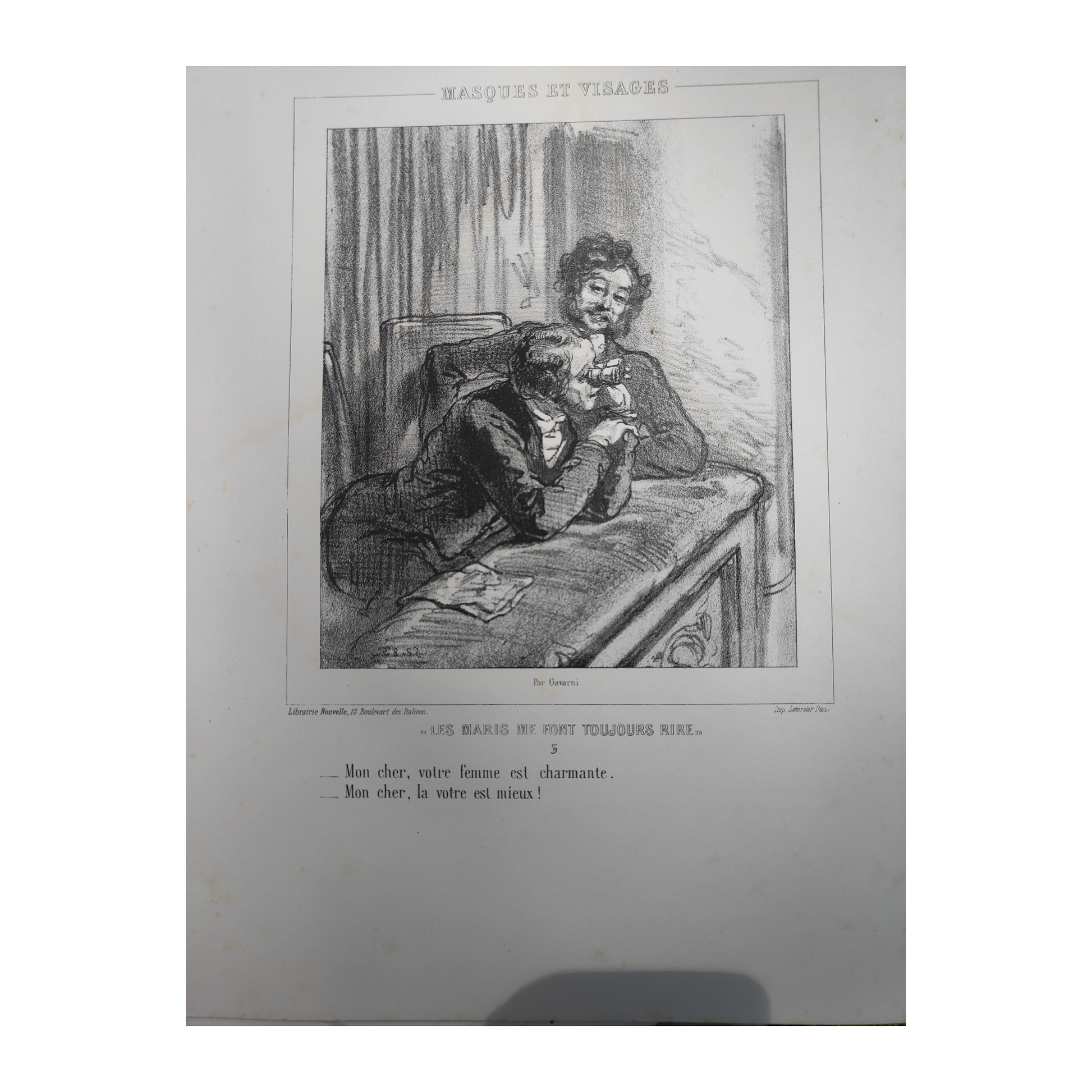 Masques et Visages lithographies Paul Gavarni art français XIXe siècle Sainte-Beuve 13 planches 32x50 cm 390 euros