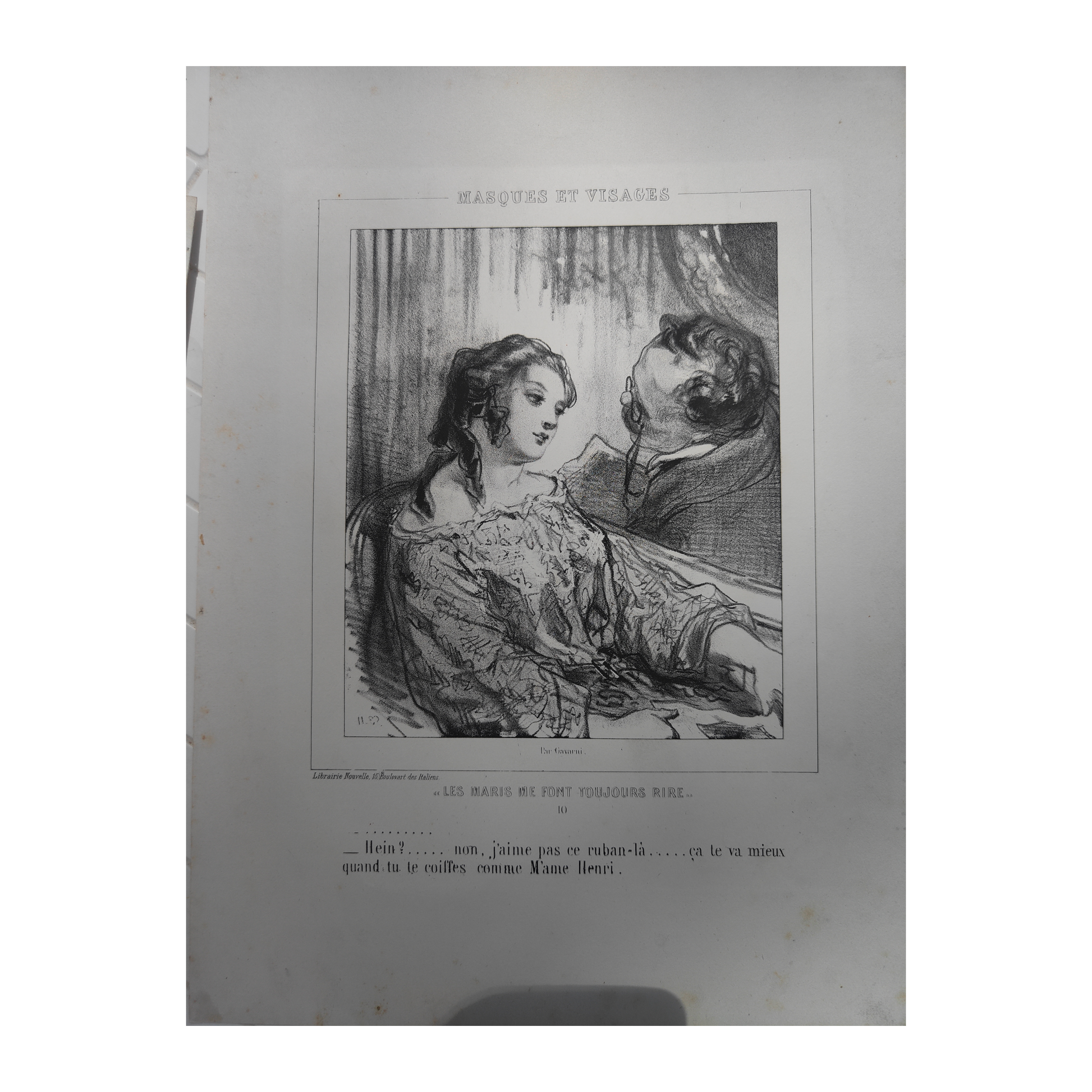 Masques et Visages lithographies Paul Gavarni art français XIXe siècle Sainte-Beuve 13 planches 32x50 cm 390 euros