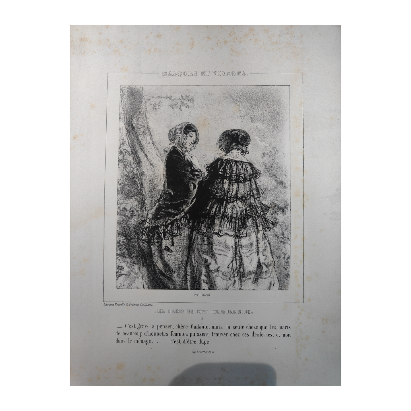 Masques et Visages lithographies Paul Gavarni art français XIXe siècle Sainte-Beuve 13 planches 32x50 cm 390 euros