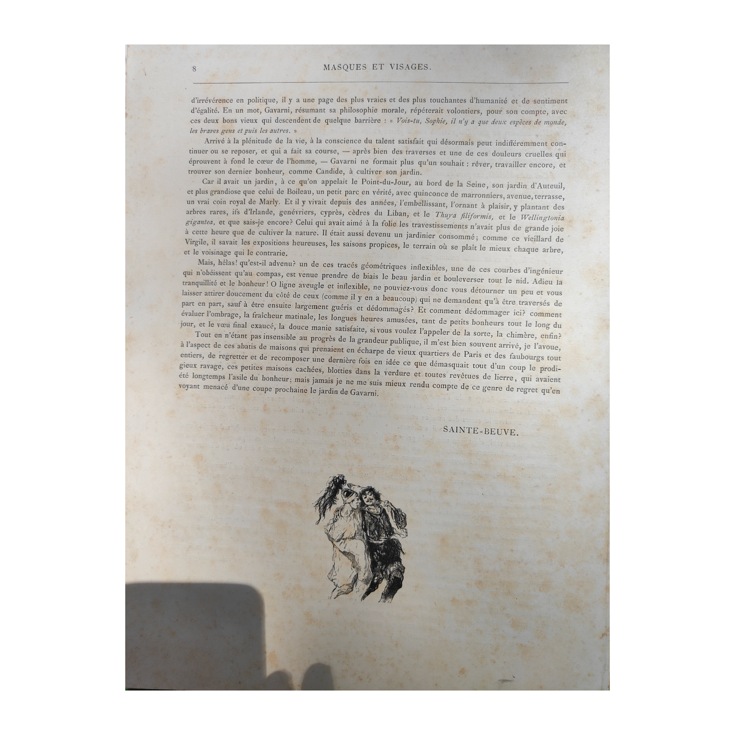 Masques et Visages lithographies Paul Gavarni art français XIXe siècle Sainte-Beuve 13 planches 32x50 cm 390 euros