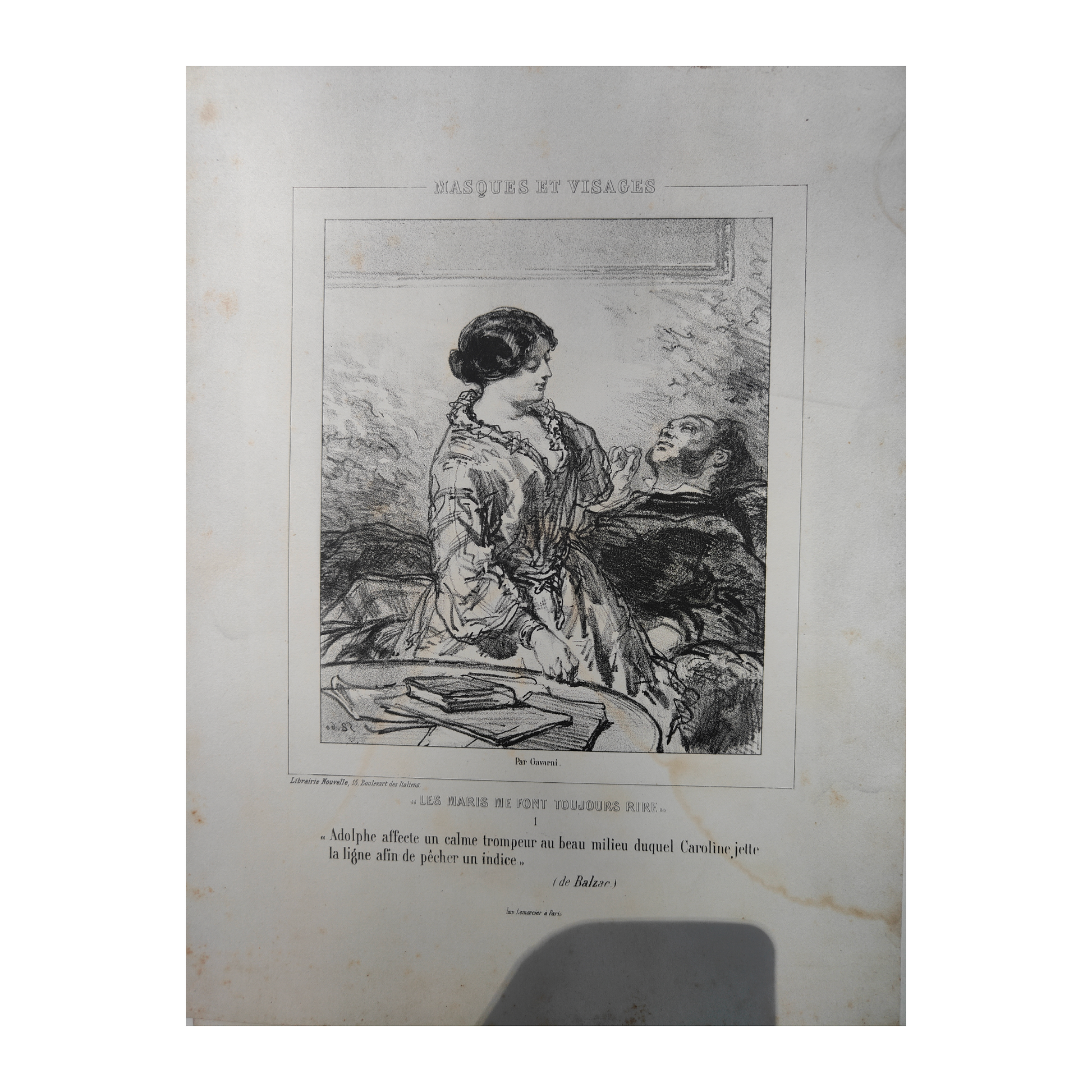 Masques et Visages lithographies Paul Gavarni art français XIXe siècle Sainte-Beuve 13 planches 32x50 cm 390 euros