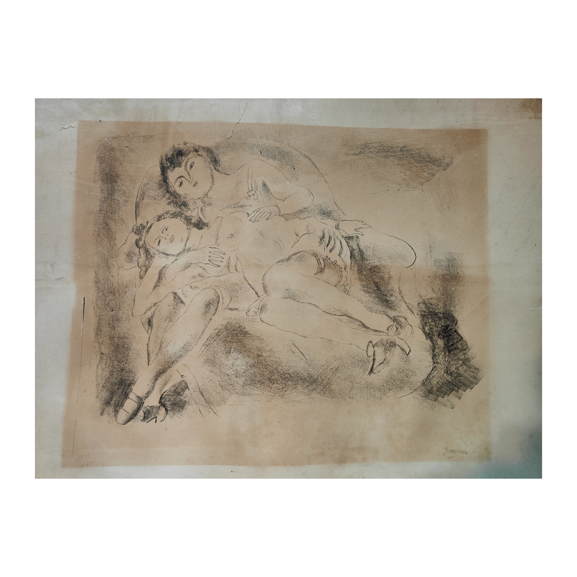 Homme courant gravure Dessaigne figure en mouvement art moderne français 55x44 cm authentiqueRetry