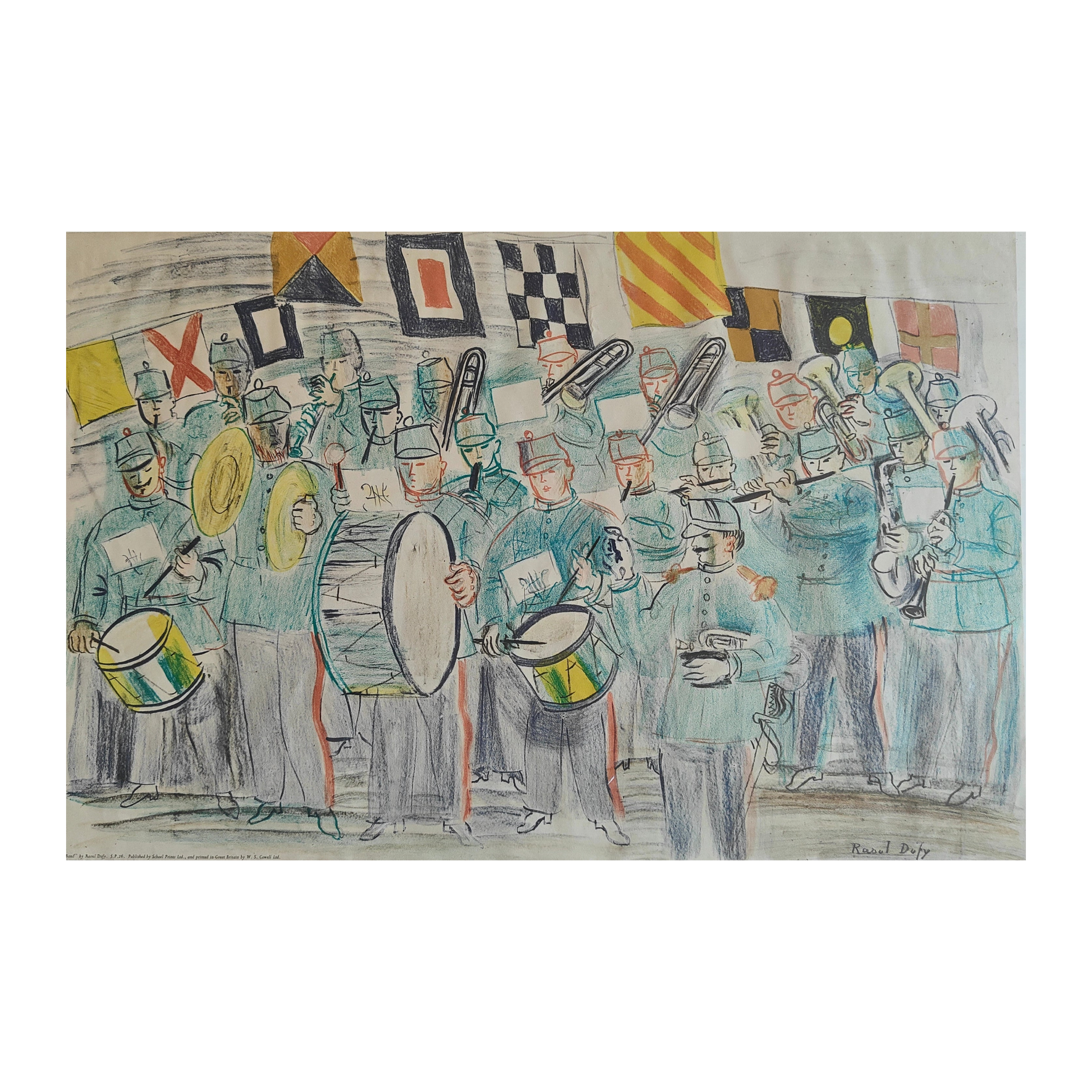 La fanfare affiche lithographique Raoul Dufy art moderne français fauve musique 75x49 cm 