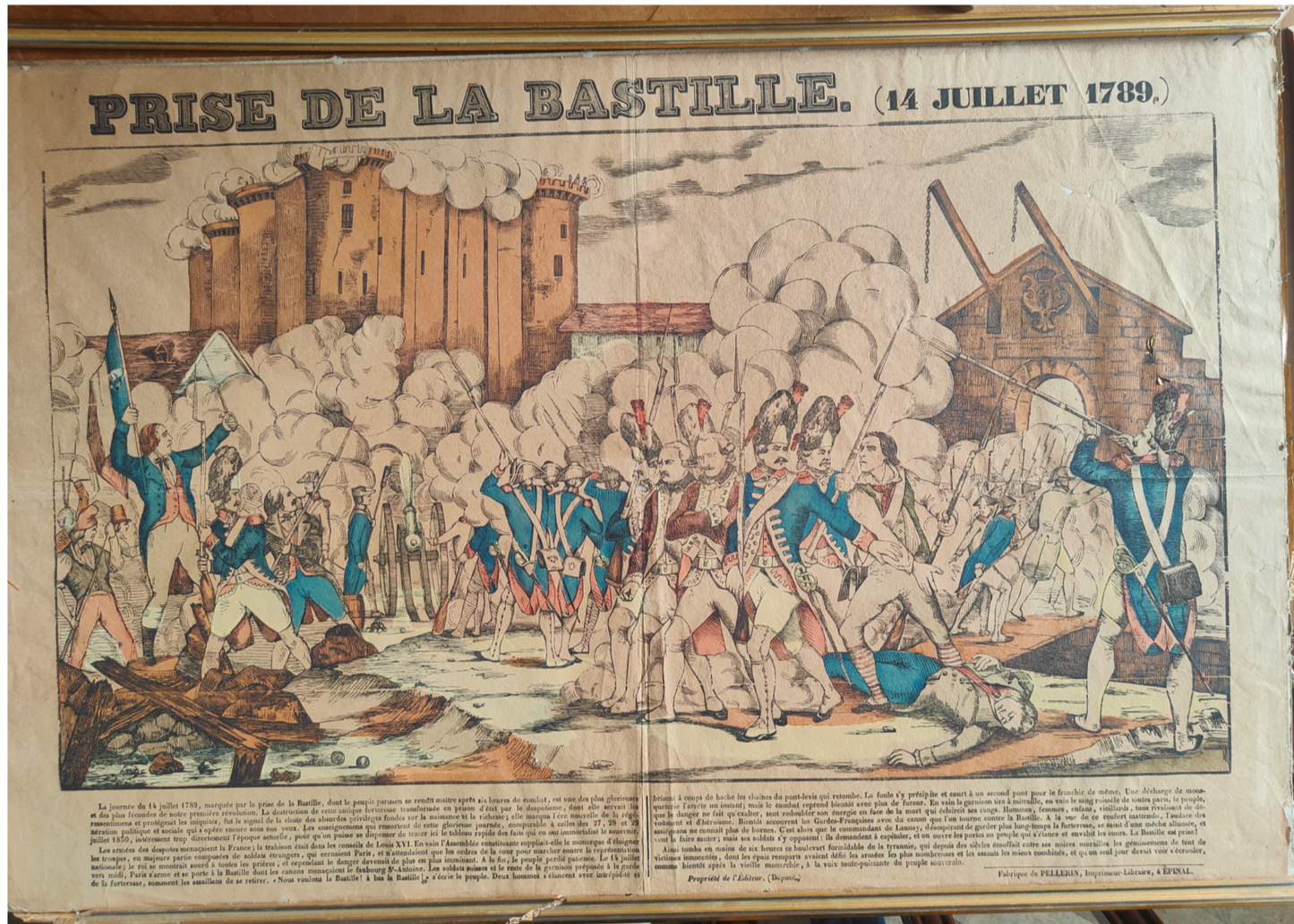La prise de la Bastille image d'Epinal Pellerin Jean Charles gravure bois XIXe siècle 80 euros
