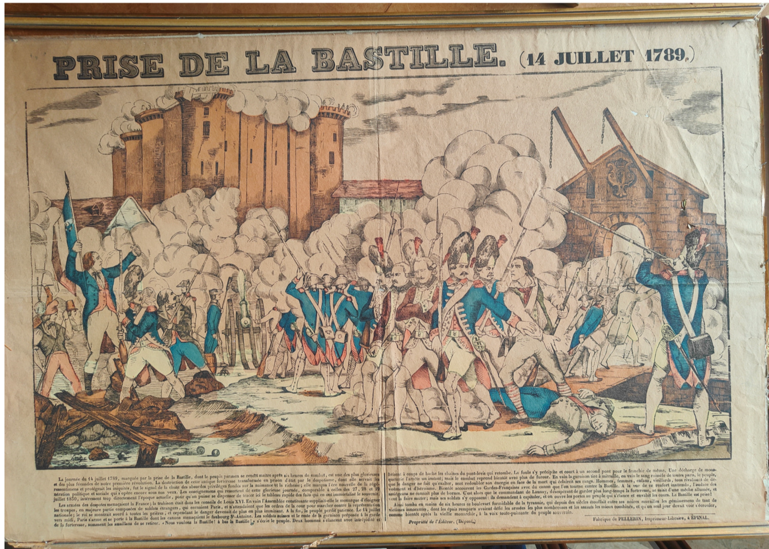 La prise de la Bastille image d'Epinal Pellerin Jean Charles gravure bois XIXe siècle 80 euros