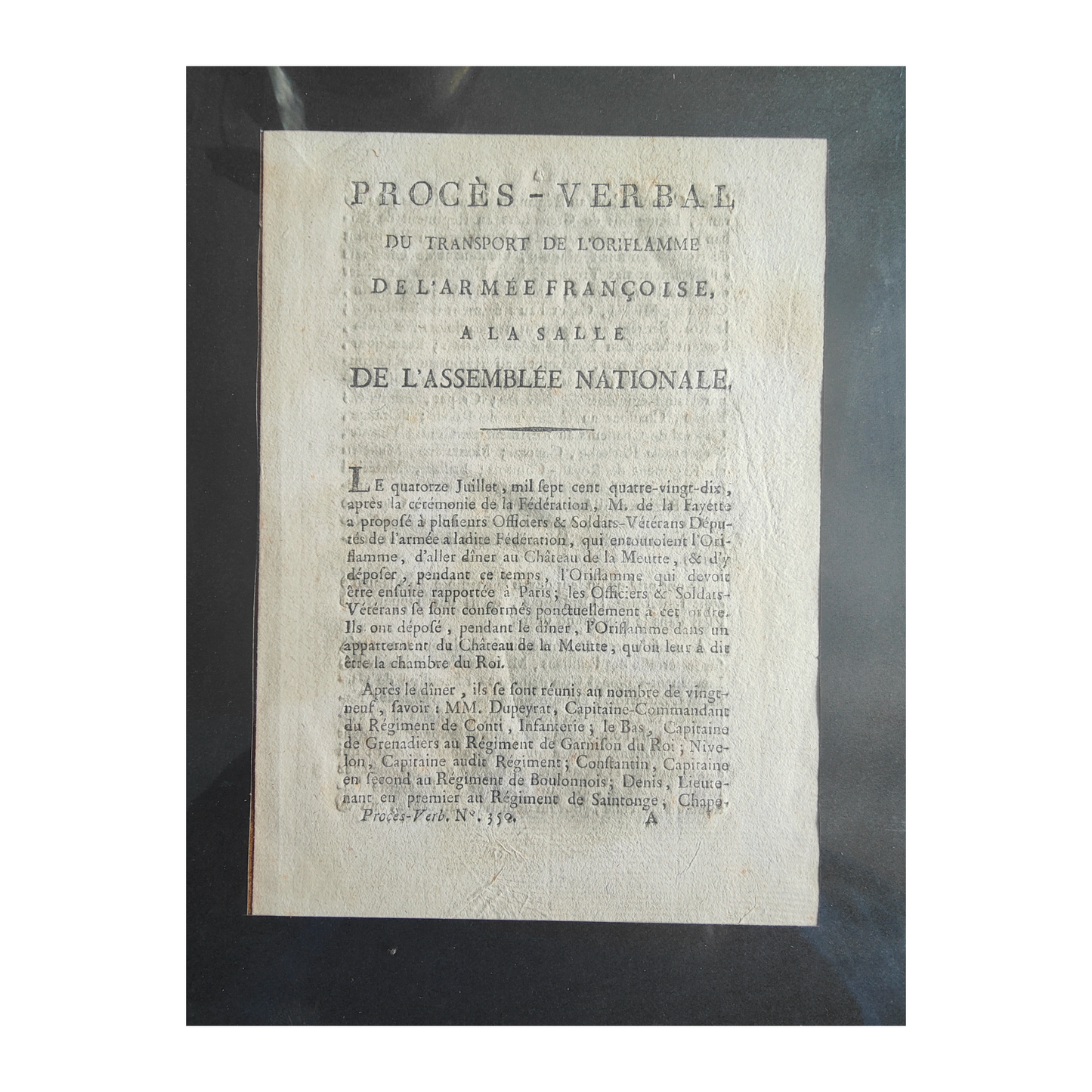 Procès-verbal du 14 juillet 1789 Transport de l'oriflamme document historique Révolution française Lafayette 60 euros