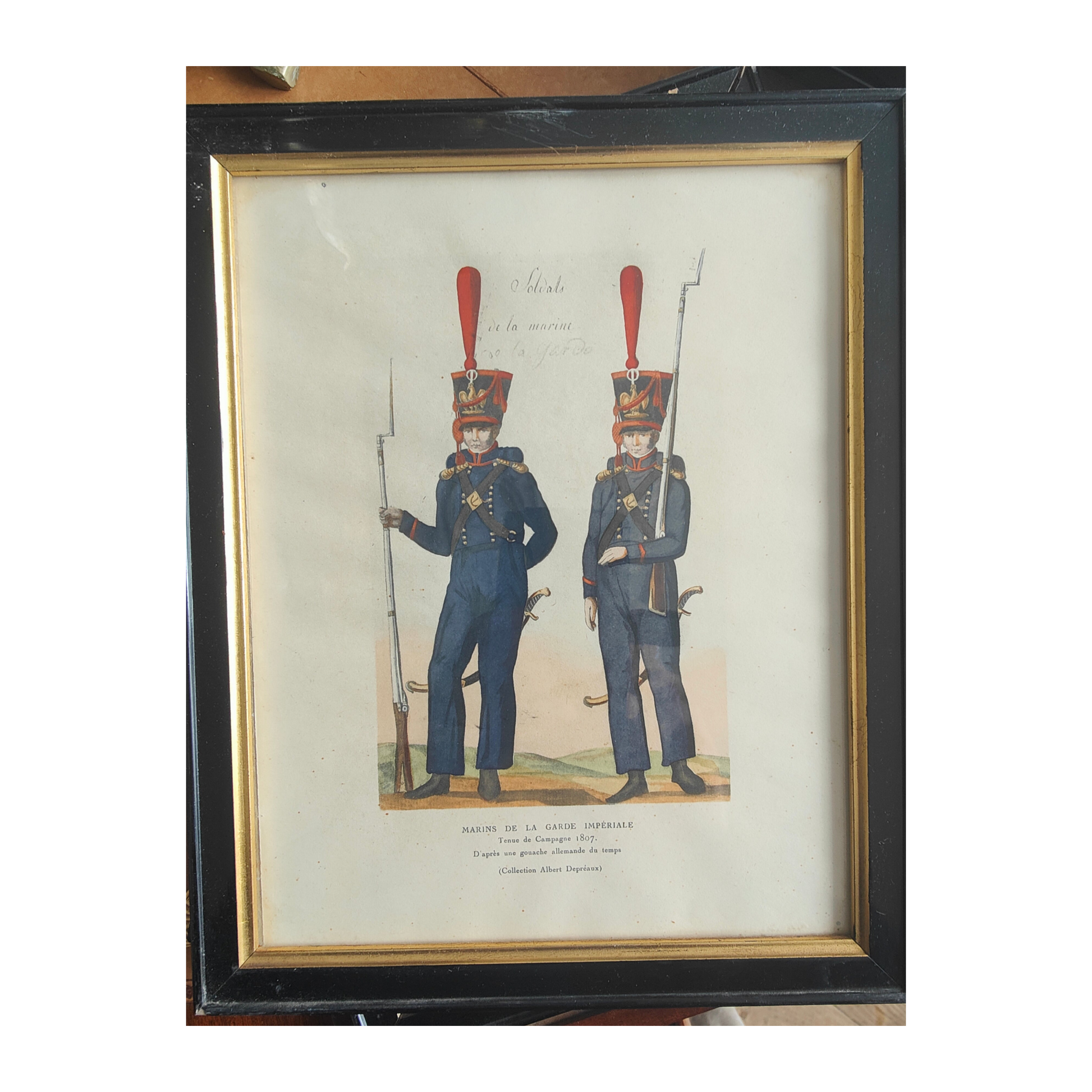 Uniformes militaires gravure peinture ou lithographie scènes militaires soldats art historique
