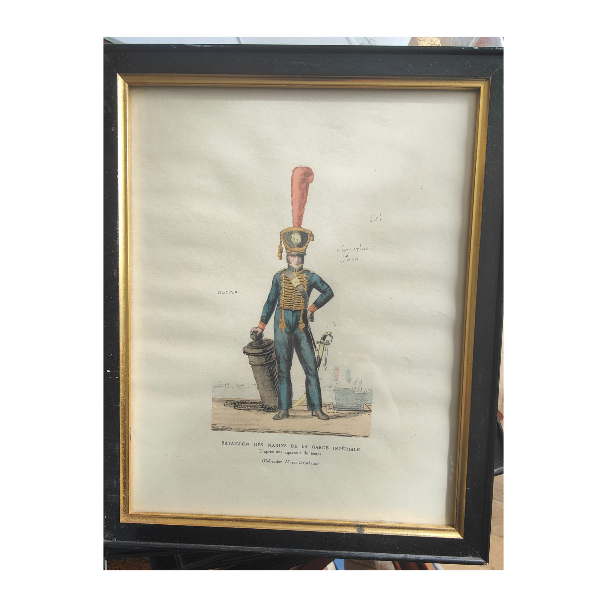 Uniformes militaires gravure peinture ou lithographie scènes militaires soldats art historique
