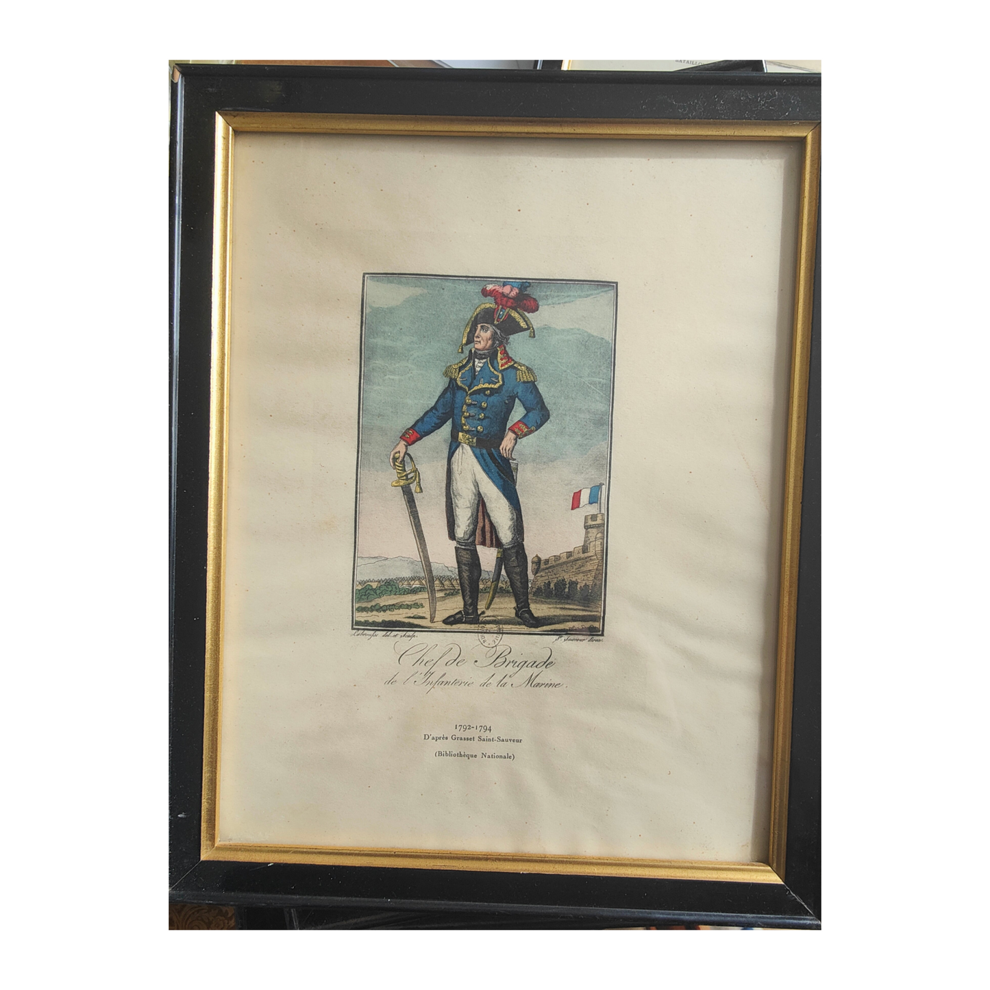 Uniformes militaires gravure peinture ou lithographie scènes militaires soldats art historique
