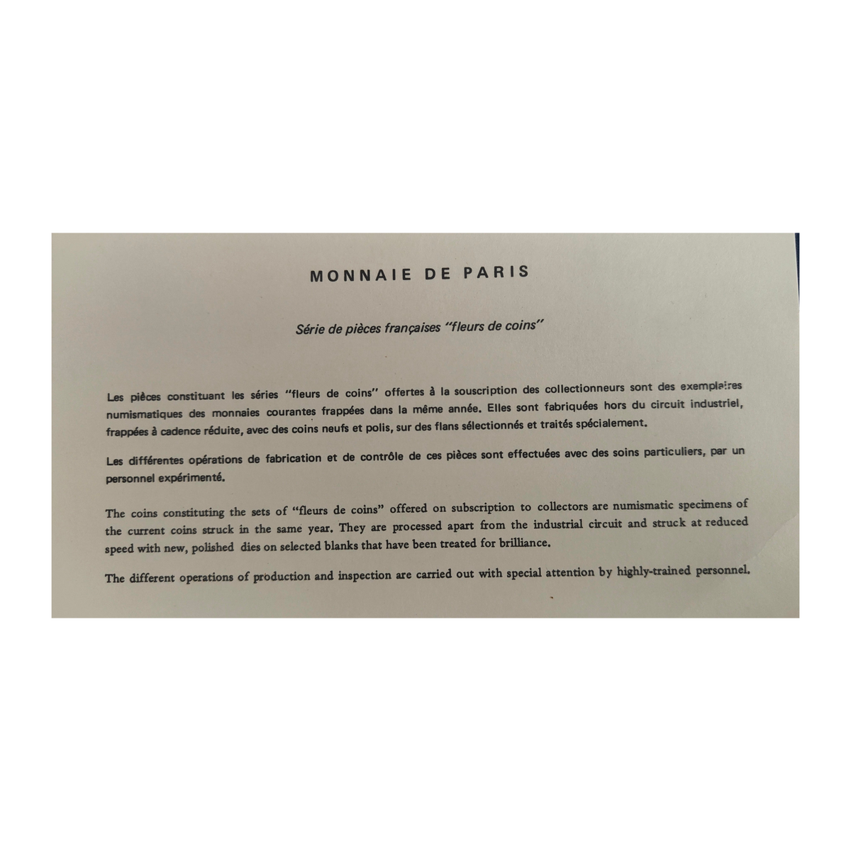 Coffret Fleur de Coin année 1974, Monnaie de Paris