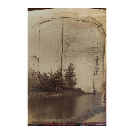 Photographie 1887 albuminée- cachet de Mieusement- Fort de Ham- Tour du connétable.