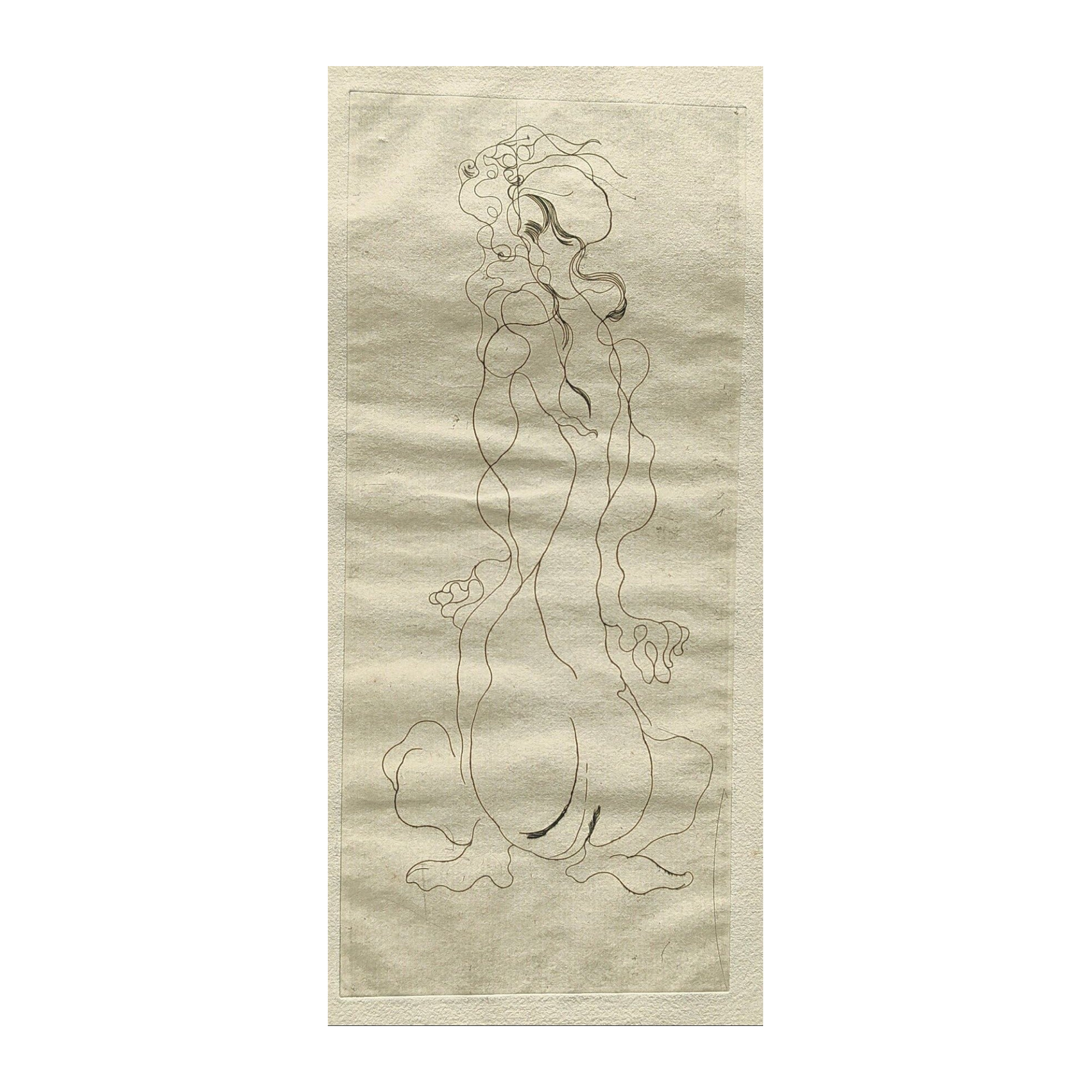 Gravure eau-forte abstraite en noir et blanc intitulée Yasmina par Serge Kantorowitz, épreuve d’artiste signée au crayon