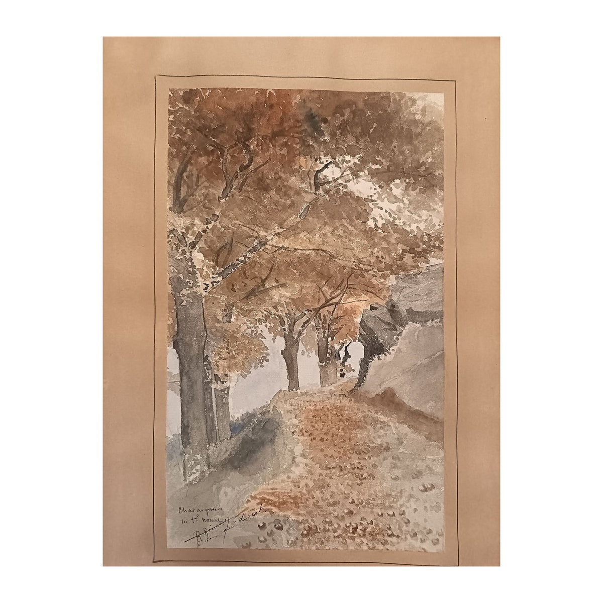 Image traitée - les chataigniers- René Binet (1866-1911)-aquarelle