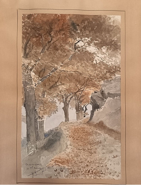 Image traitée - les chataigniers- René Binet (1866-1911)-aquarelle