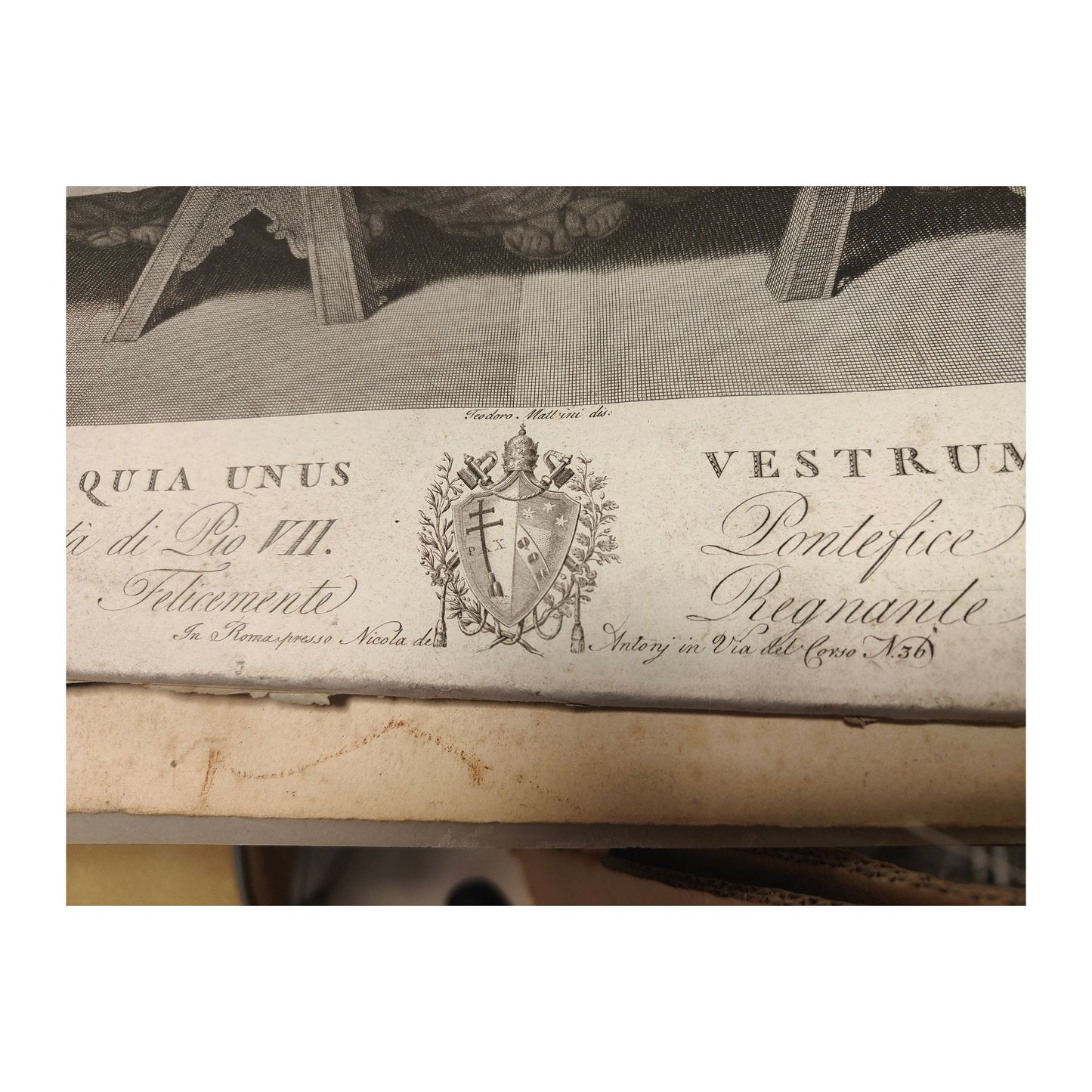 Gravure début XIXᵉ La Cène d’après Léonard de Vinci, dessin Matteini, gravure Rainaldi, impression Antonj à Rome, grande estampe contrecollée sur carton.