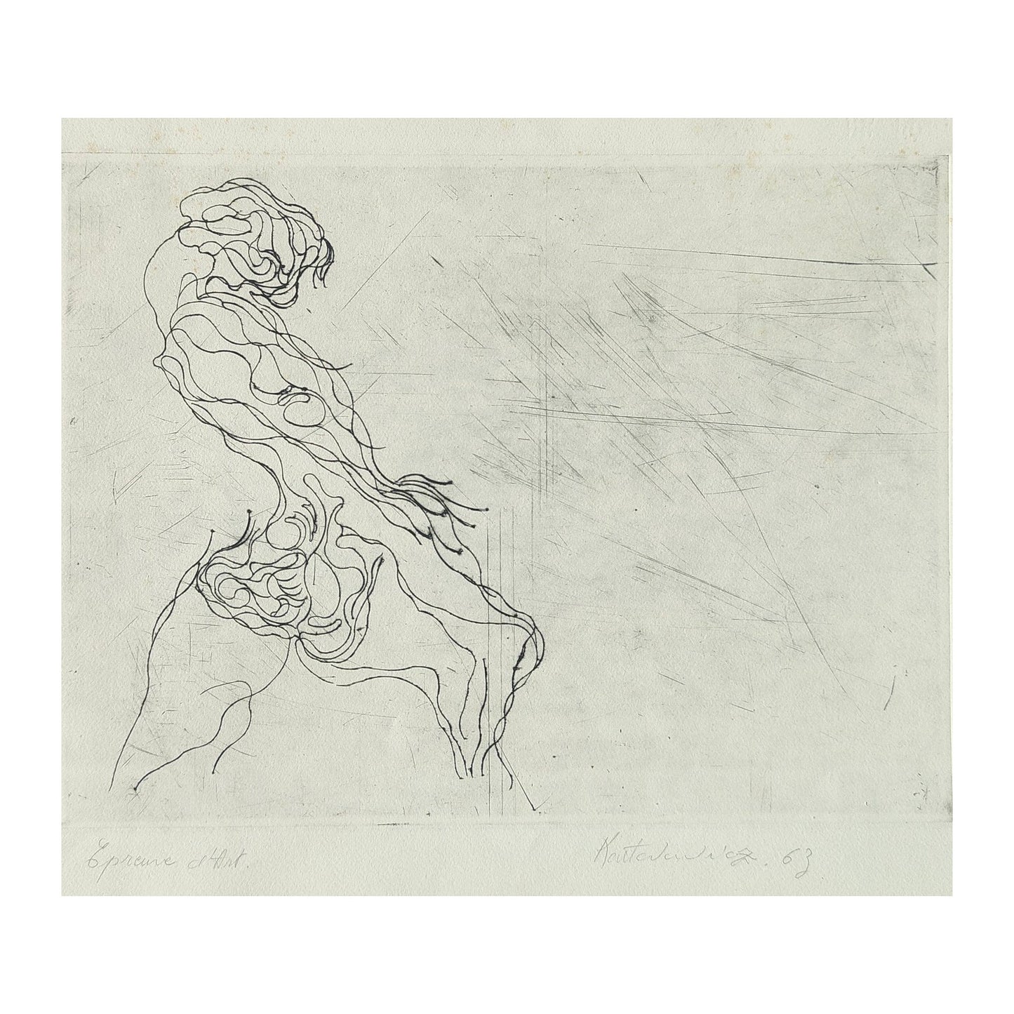 Image traitée - Femme debout de profil-Serge Kantorowitz